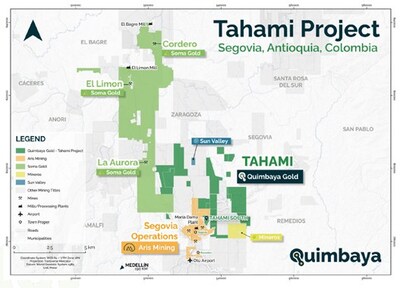 Tahami South project (CNW Group/Quimbaya Gold Inc.)