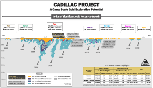 Location of the new drill results (regional longitudinal section)
