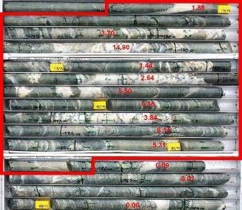 KDD0056: 10.0 m at 4.57 g/t Au from 176.0 m