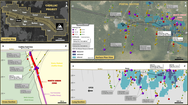 Plan view, cross and long sections of the Portal Sector